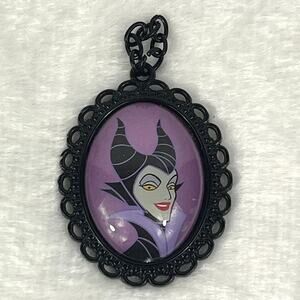 Disney Maleficent Pendant Black Gothic Cameo Style Oval Frame Purple 2"x1.75"